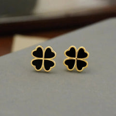Black Four-Leaf Clover Earrings Cosmia