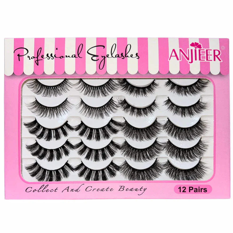 Anjieer 12 Pairs Mink Lashes - Luxurious Anjieer