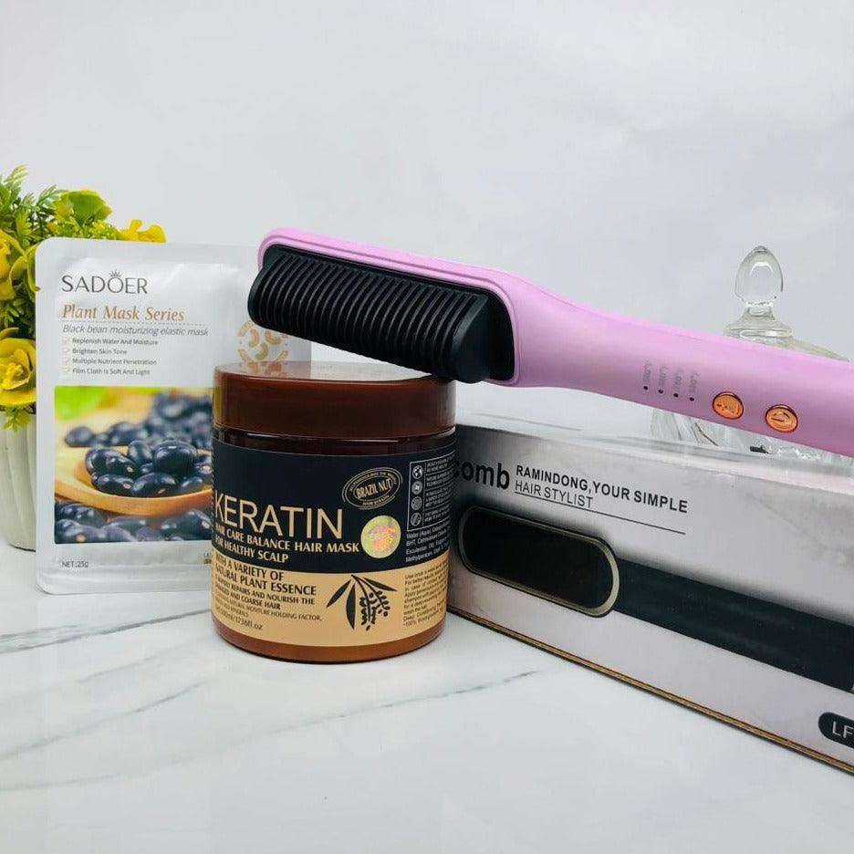 Hair Straightener + Original keratin Mask + Sadoer Mask Cosmia