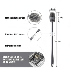 Silicone Brush for Bottle Feeder Brush, with 13" Long Handle Cosmia.pk