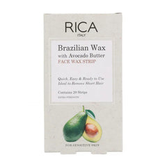 Rica Avocado Cold Face Wax Strip, All Skin Types, 20-Pack rica