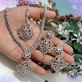 Zircon Necklace Set β Necklace, Earrings & Tikka Cosmia