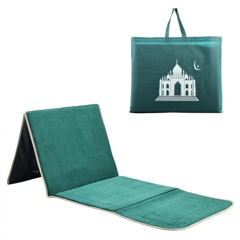 Turkish Style Foldable Prayer Rug With Back Support – Soft Padded Cosmia.pk