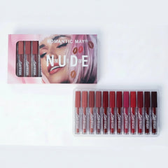 Romantic May Nude Matte Long Lasting Lip Gloss – 12 Piece Set Romantic May