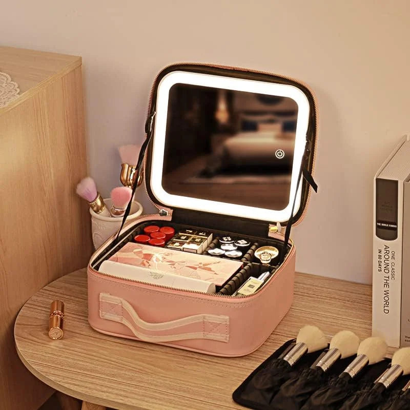 Smart Led Makeup Bag With Mirror Lights Cosmia.pk