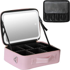 portable Makeup Bag with Adjustable Dividers, Waterproof PU Leather Cosmia.pk