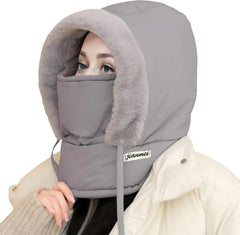 Women Balaclava Thick Plush Lined Warm Winter Fleece Hat with Neck Cosmia.pk