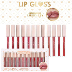 Hudamoji Fashion Color Lip Beauty Lip Gloss Pack of 12 Huda Moji