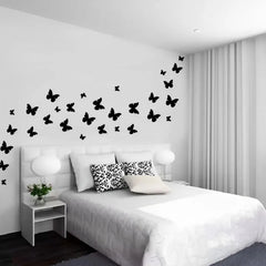 Black Wooden Butterfly Wall Decor Removable Wall Stickers - 30 Piece Cosmia.pk