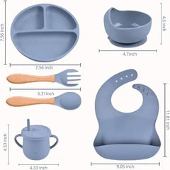 Anti-Slip Silicone Baby Feeding - 7 Piece Set Cosmia.pk