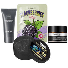 New Pack of 4 Blackberries deal Cleanser & Eye Cream OR Facial mask & soothing gel skin care series Cosmia