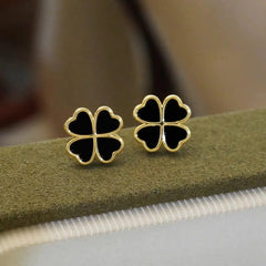 Black Four-Leaf Clover Earrings Cosmia
