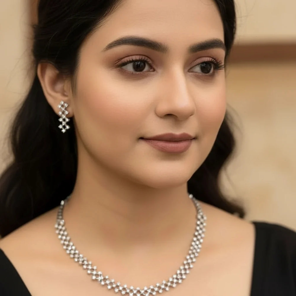 Zircon Necklace Set – 2 Tone Polish Cosmia