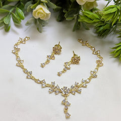 Zircon Necklace & Earring Set – AD Jewelry Collection in Gold Finish Cosmia