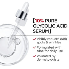 L'Oreal Paris Revitalift 10% Pure Glycolic Acid Face Serum, Visibly Evens Tone & Reduce Wrinkles, Fragrance Free 1.0 fl oz (30ml) Loreal Paris