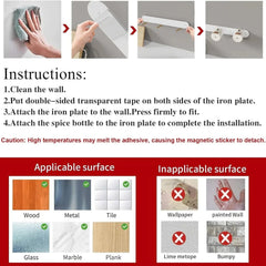 Wall Mounted Magnetic Seasoning Box - 6 Pcs Set Cosmia.pk