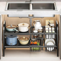 Extendable Under Sink Storage Rack with Baskets Cosmia.pk