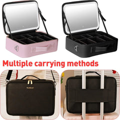 portable Makeup Bag with Adjustable Dividers, Waterproof PU Leather Cosmia.pk