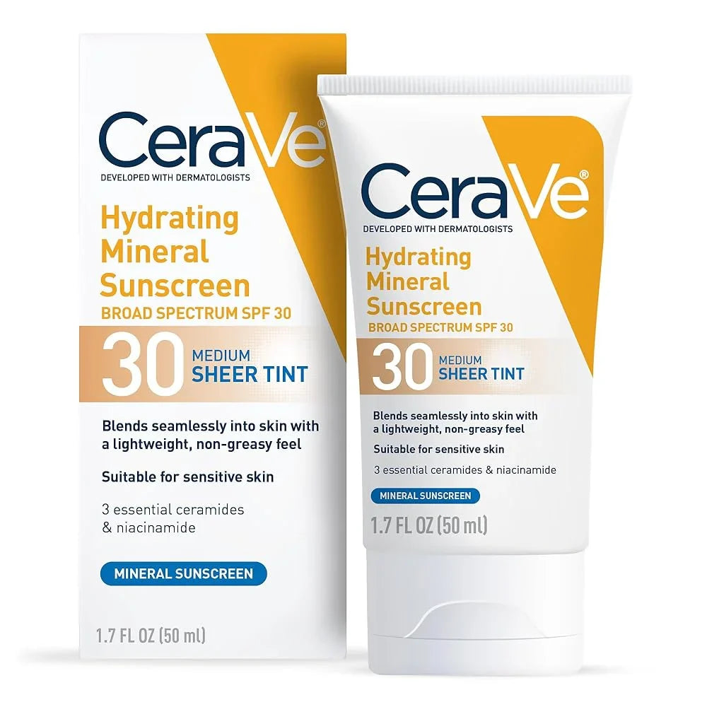 CeraVe Hydrating Mineral Sunscreen Broad Spectrum SPF 30 FACE SHEER TINT CeraVe