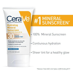 CeraVe Hydrating Mineral Sunscreen Broad Spectrum SPF 30 FACE SHEER TINT CeraVe