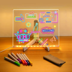 Acrylic LED Board With Colorful Night Light & 7 Neon Pens Cosmia.pk