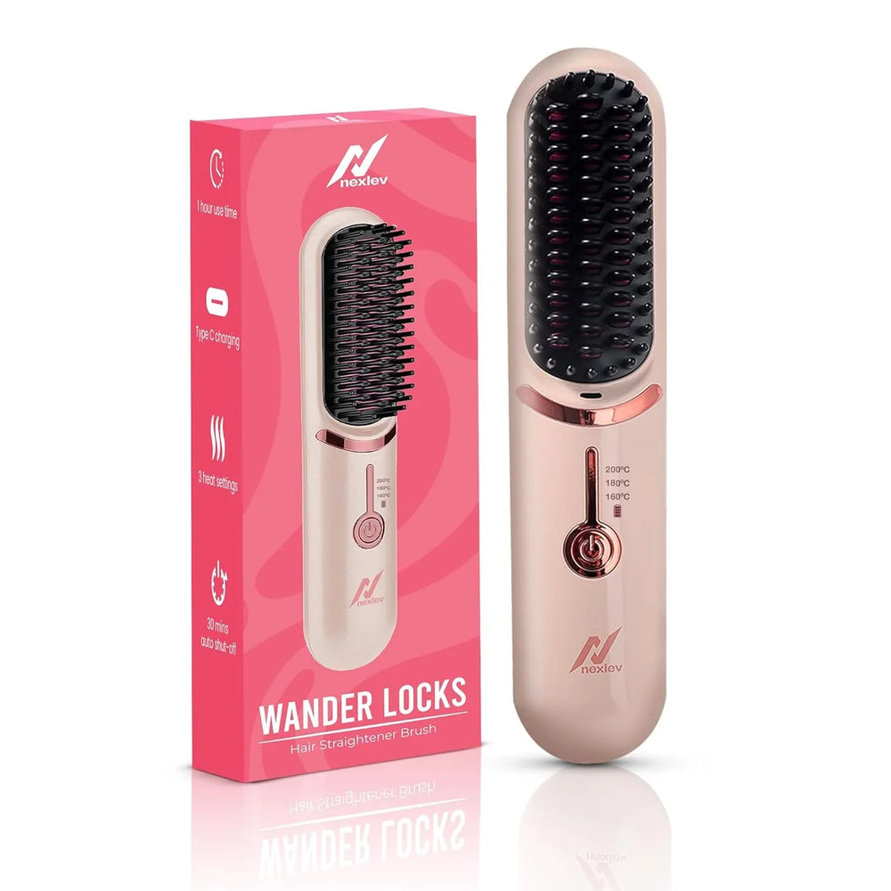Nexlev Rechargeable Wireless Hair Straightener Brush nexlev