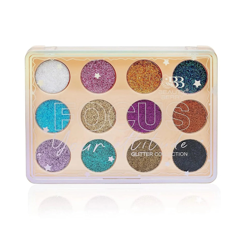 Seven Cool 12-Color Glitter Eyeshadow Palette – High-Impact Sparkle Seven Cool