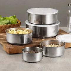 Set of 5 Stainless Steel Food Storage Containers With Lids Cosmia.pk