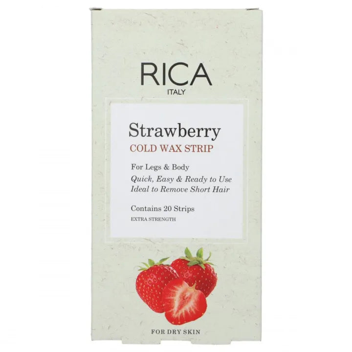 RICA Strawberry Legs & Body Dry Skin Cold Wax Strip 20-Pack rica