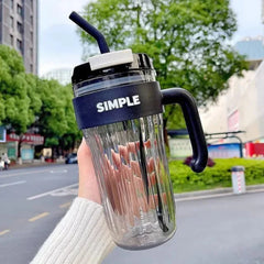 Large Capacity Water Cup with Glass straw Simple Transparent Cup Cosmia.pk