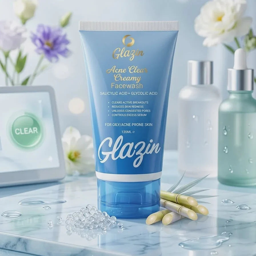 Glazin Acne Clear Creamy Facewash - 120ml Glazin