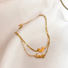 Double-Layer LOVE Heart Anklet Cosmia