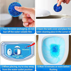 Blue Automatic Toilet Cleaner Stain Remover - 10 Tablets Cosmia.pk