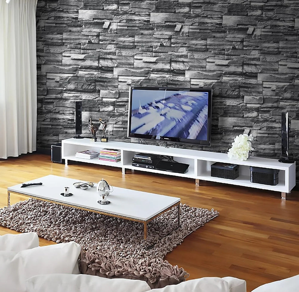70cm x 77cm - Grey Brick Wallpaper Peel and Stick Wallpaper Cosmia.pk