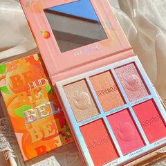 6 Color Hudamoji Bellini Blush + Highlighter Palette Huda Moji