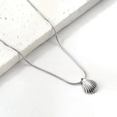 Silver-Toned Scallop Shell Pendant Necklace Cosmia