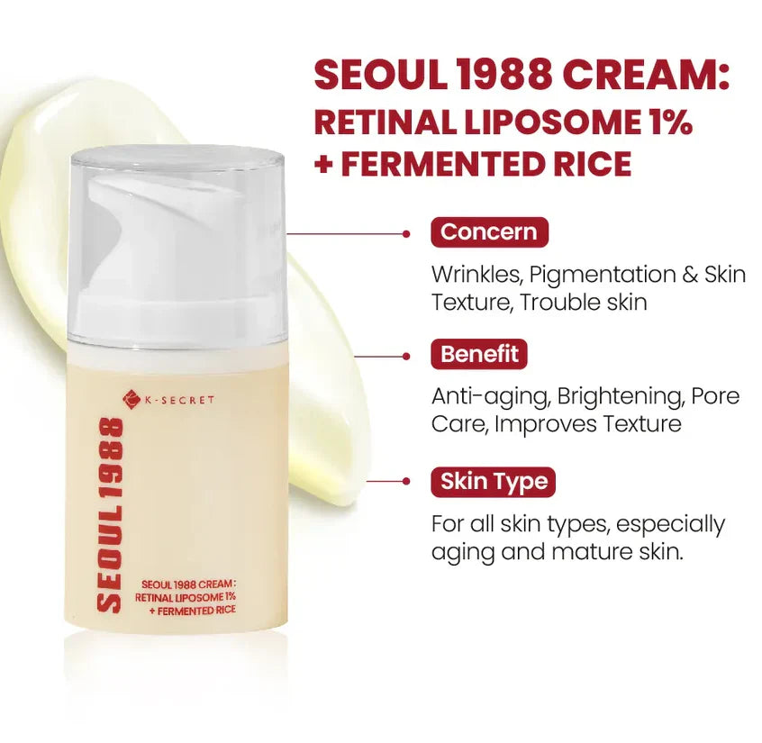 K-Secret Seoul 1988 Retinal Liposome 1% + Fermented Rice Cream - 50ml K-Secret
