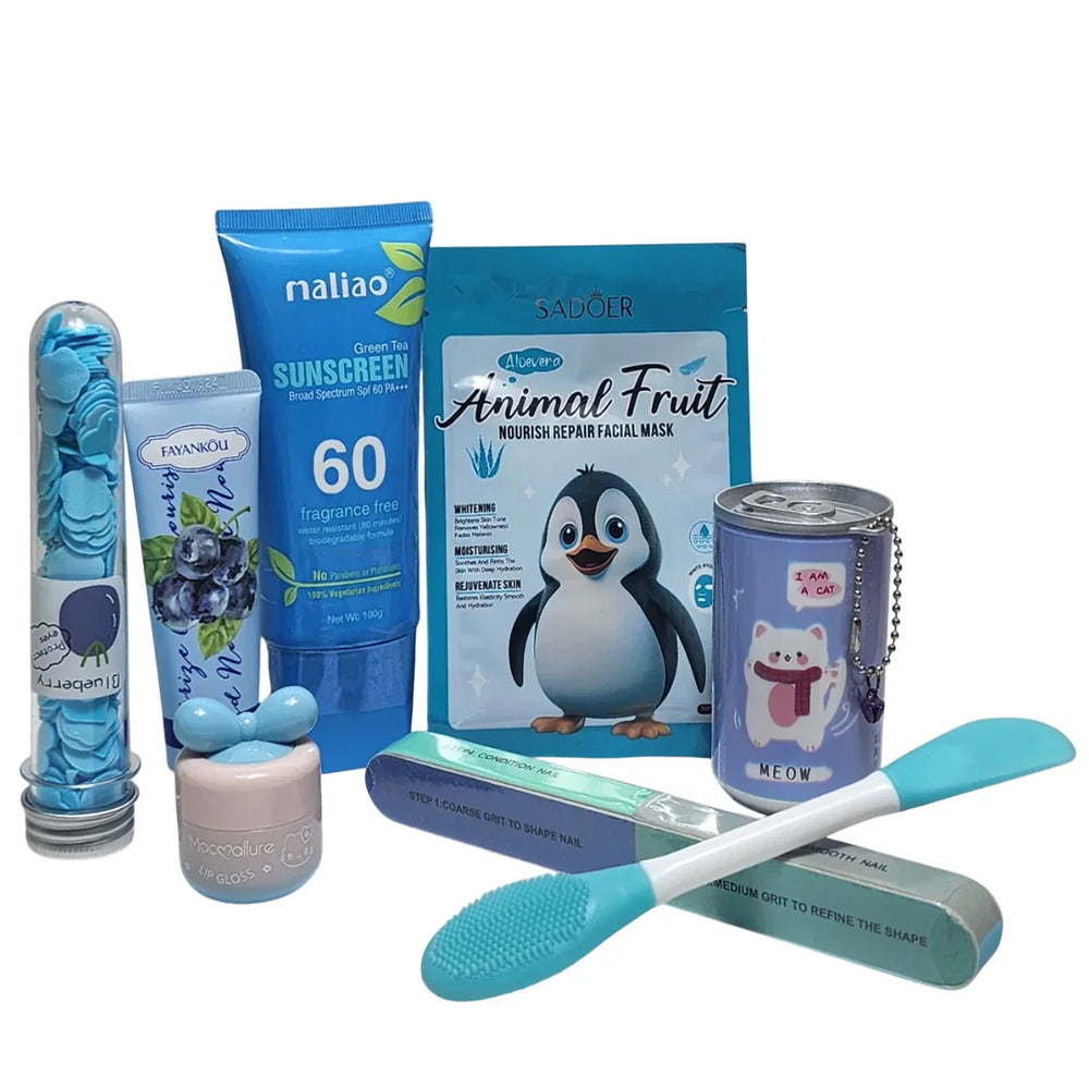 Pack of 8 Items Blue Beauty Self-Care Combo Cosmia.pk