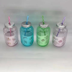 Creative Colorful Plastic Mason Jar Cup Cosmia.pk