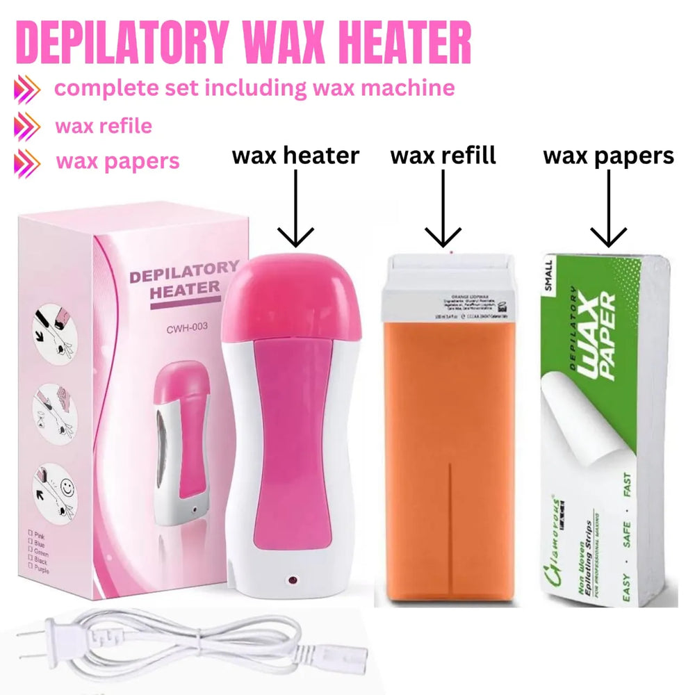 3 in 1 Hot Cartridge Depilatory Heater Wax Waxing (Machine + Refill + Paper) Cosmia