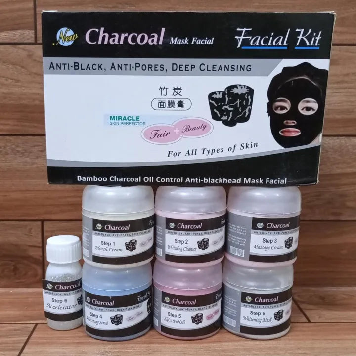 Charcoal Facial Kit (6 x 100 ML) / High Quality Charcoal Facial Kit Cosmia.pk