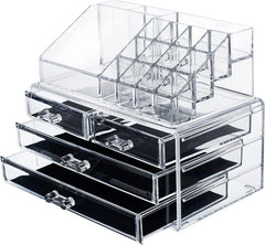 Acrylic Makeup Organizer Drawers Stand, Brush Holder and Jewellery Storage Cosmia