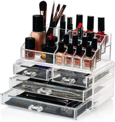 Acrylic Makeup Organizer Drawers Stand, Brush Holder and Jewellery Storage Cosmia