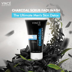Vince Activated Charcoal Scrub Face Wash for Men - 120ml Vince