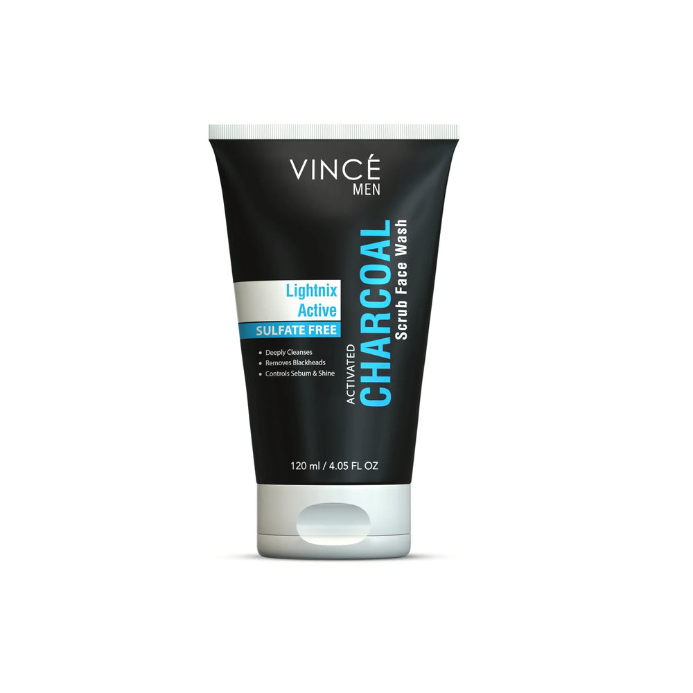 Vince Activated Charcoal Scrub Face Wash for Men - 120ml Vince