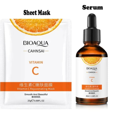 BIOAQUA Vitamin C Sheet Mask & Serum Moisturizing Pack of 2 Bioaqua