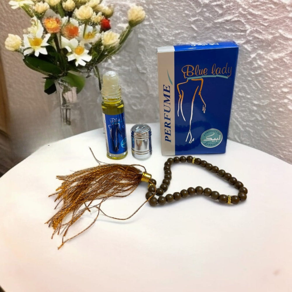 Blue Lady Attar With Tasbeeh Alcohol-Free Fragrance - 6ml Cosmia