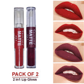 Chanlanya Pack of 2 .Matte 2 in1 Lip Gloss Chanlanya