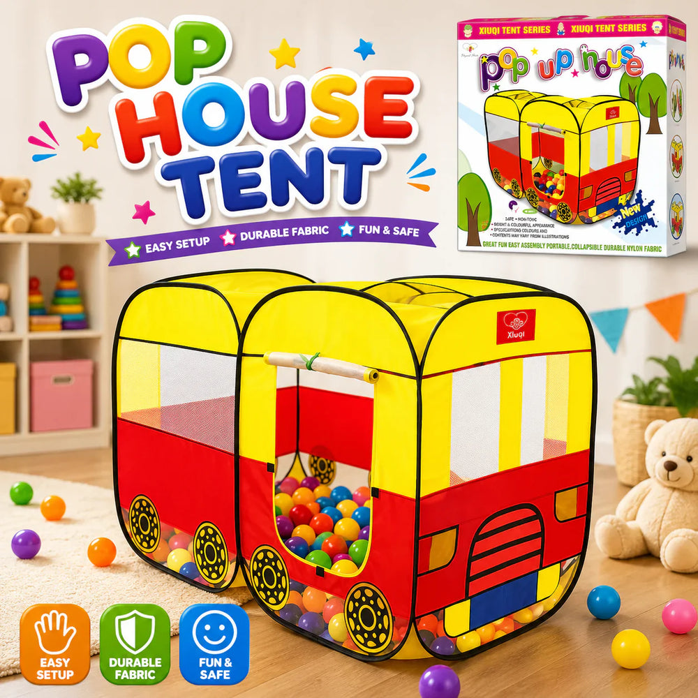 Pop Up House Tent | Bus Style Kids Play Tent Indoor & Outdoor Cosmia.pk