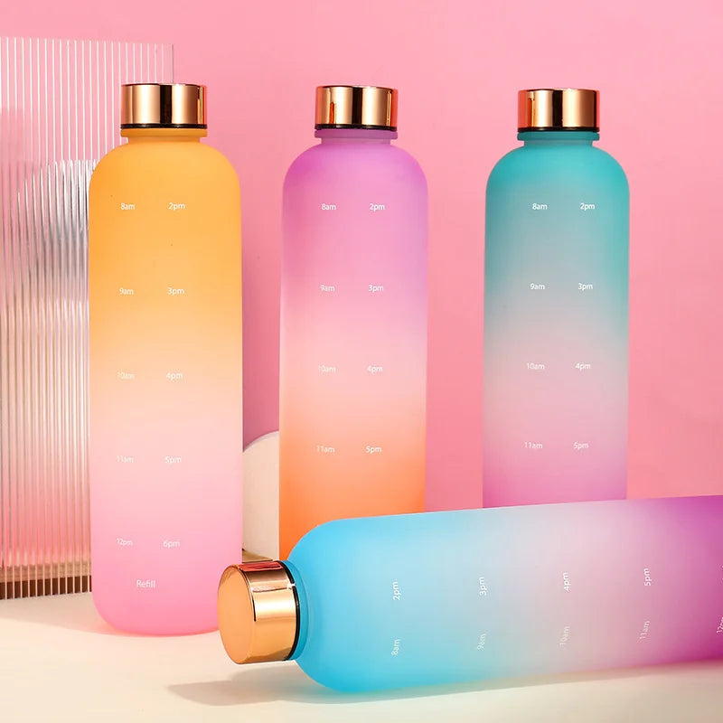 Colorful Gradient Steel Cover with Time Scale Water bottle Cosmia.pk
